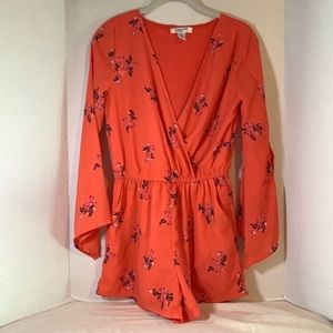 Juniors Size Small Romper Orange/Coral Floral by Arizona Jean Co